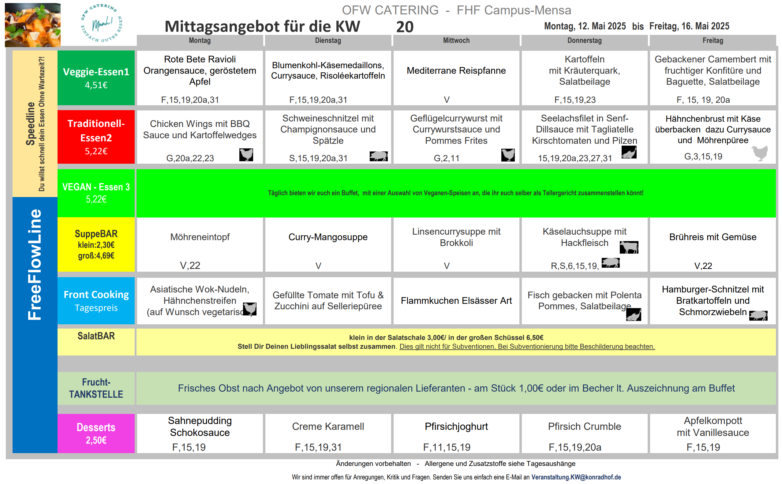 Speiseplan Kalenderwoche 20