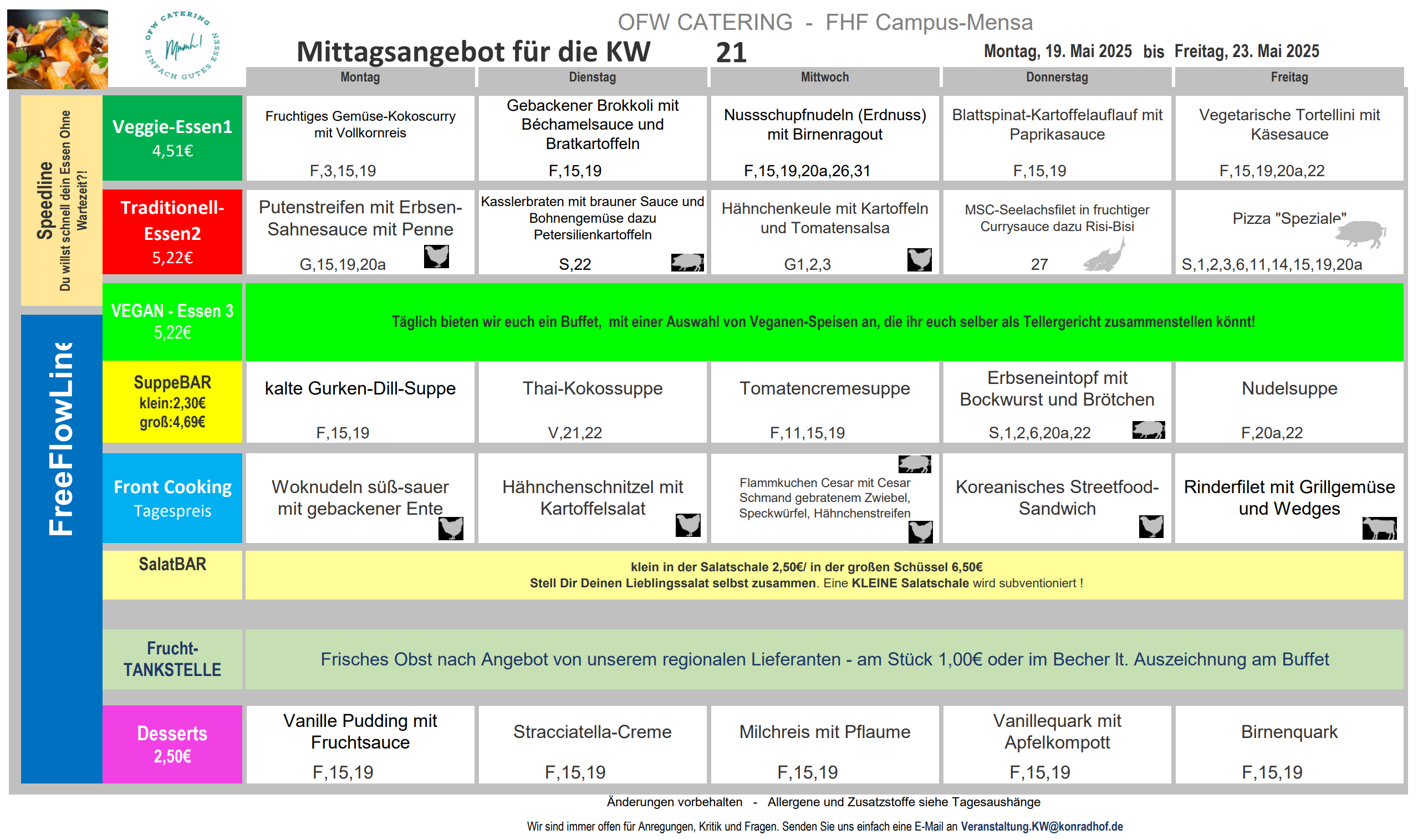 Speiseplan Kalenderwoche 21
