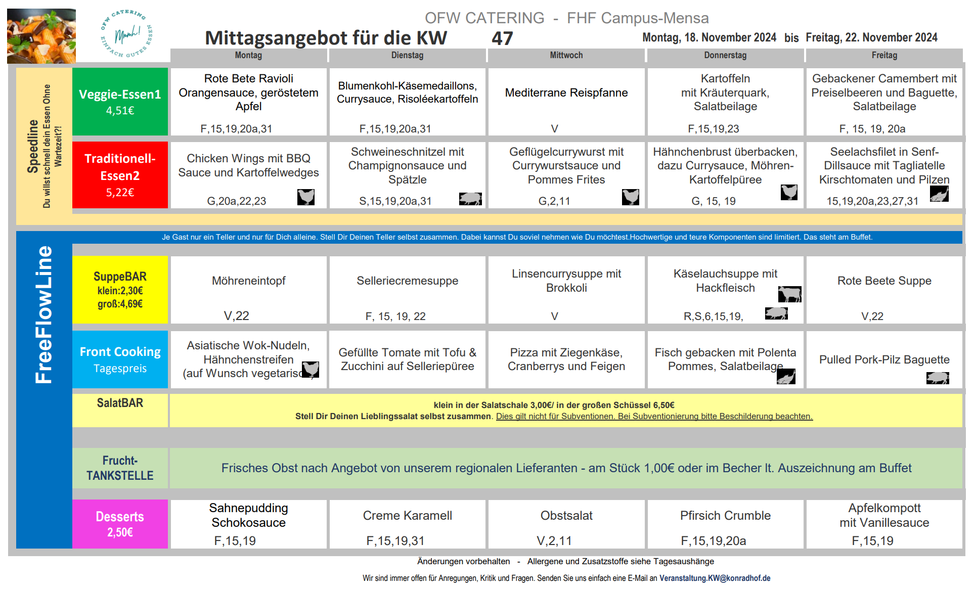 Speiseplan Kalenderwoche 47