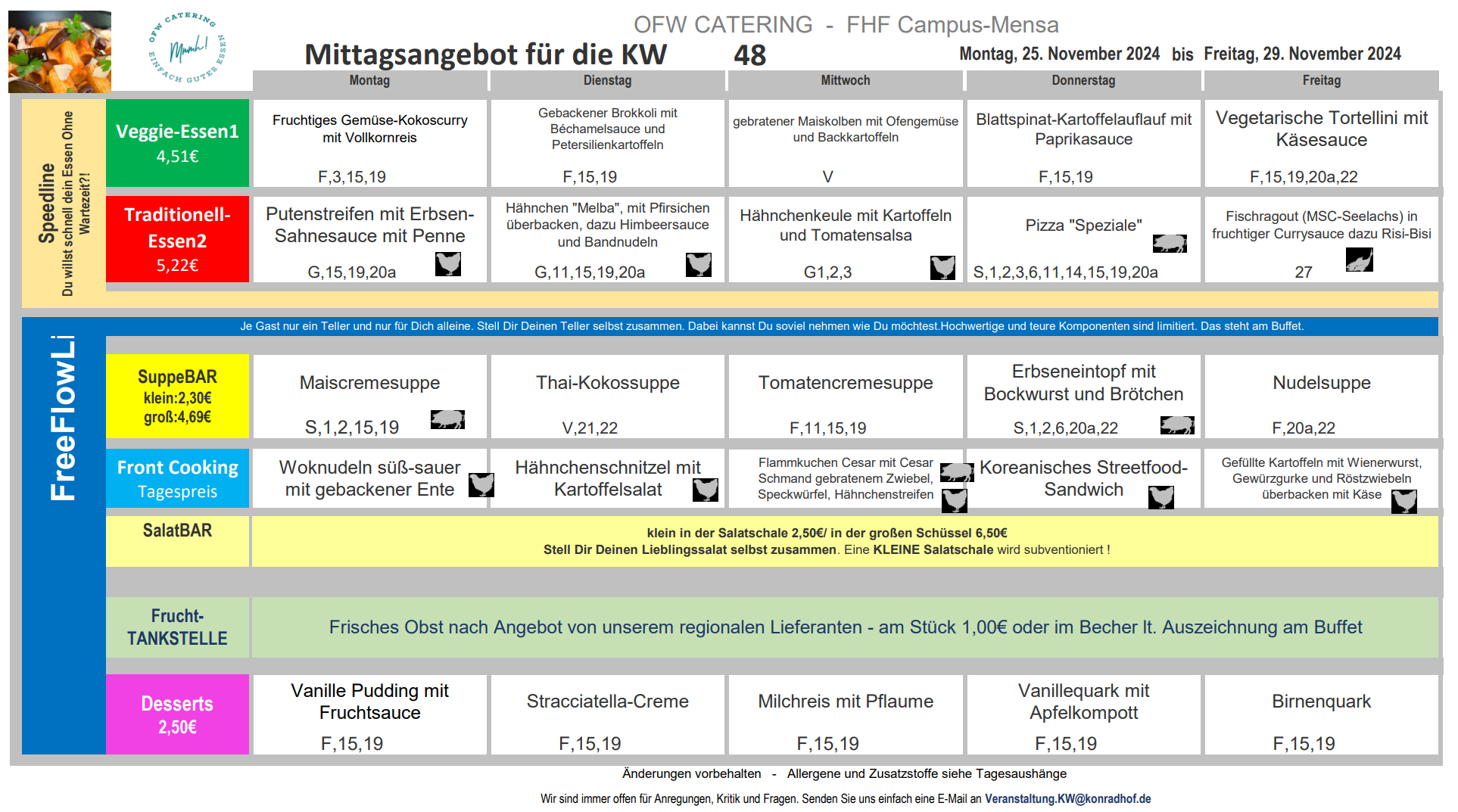 Speiseplan Kalenderwoche 48